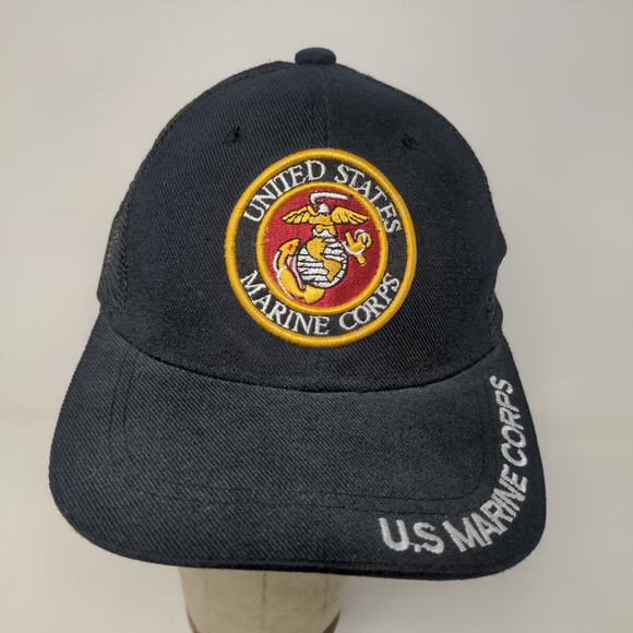 USMC United States Marine Corps Snapback Mesh Back Hat Blue Adjustable - Picture 3 of 11